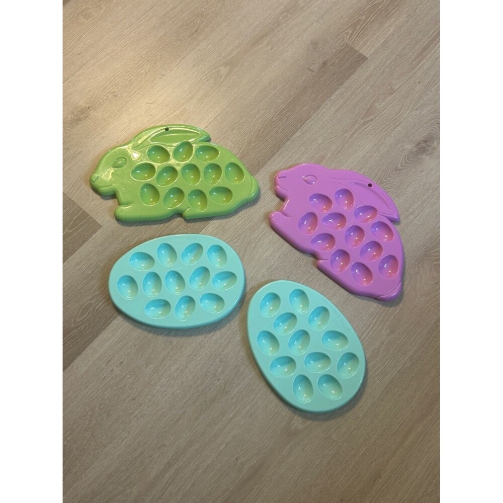Bunny & Egg Plastic Easter Egg Coloring Egg Holder Set of 4